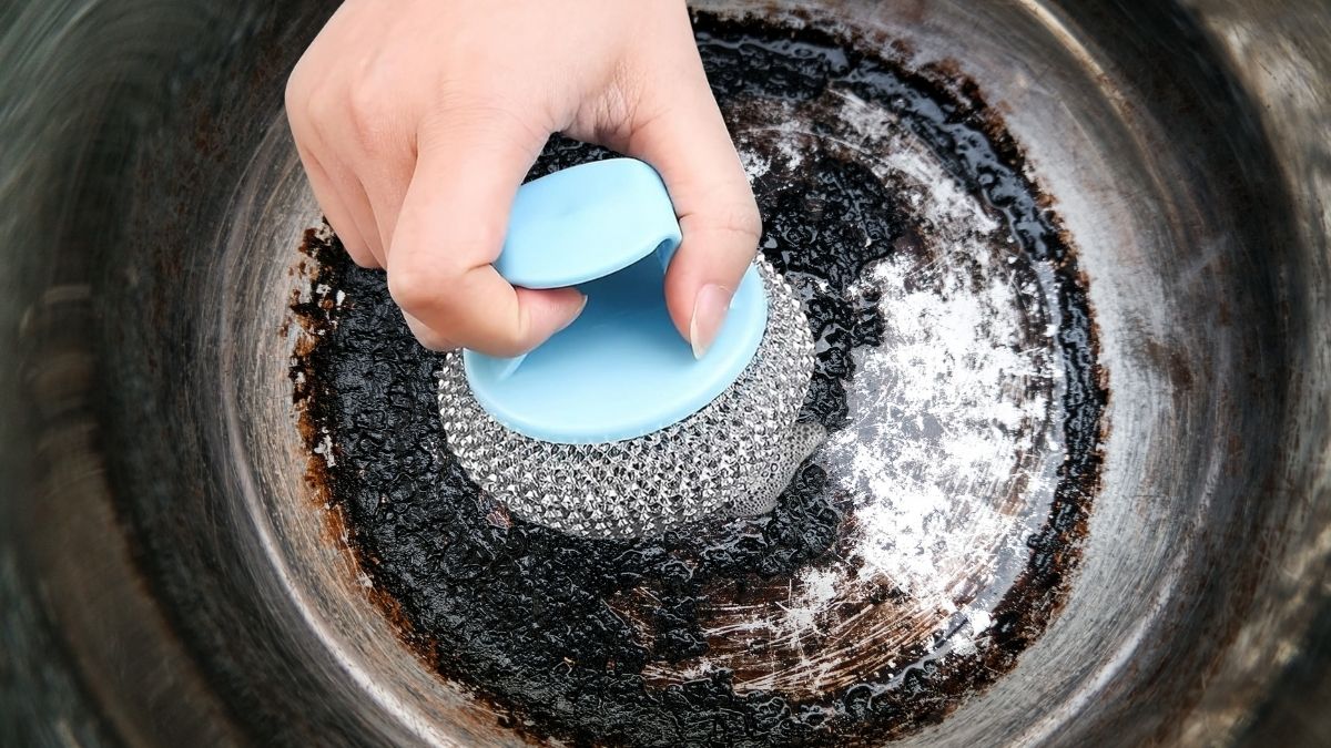 Blue Iron Cleaner Brush with Handle: Perfect for Cast Iron Skillet Maintenance