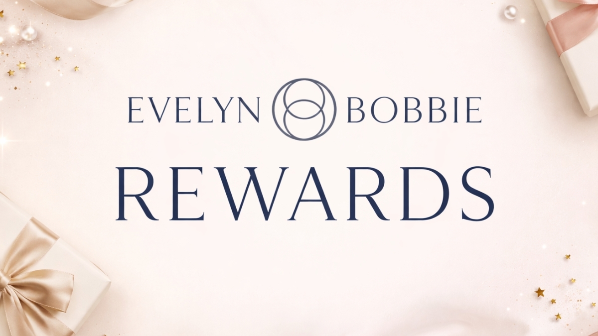 Evelyn & Bobbie Rewards Program logo with elegant branding on a soft neutral background