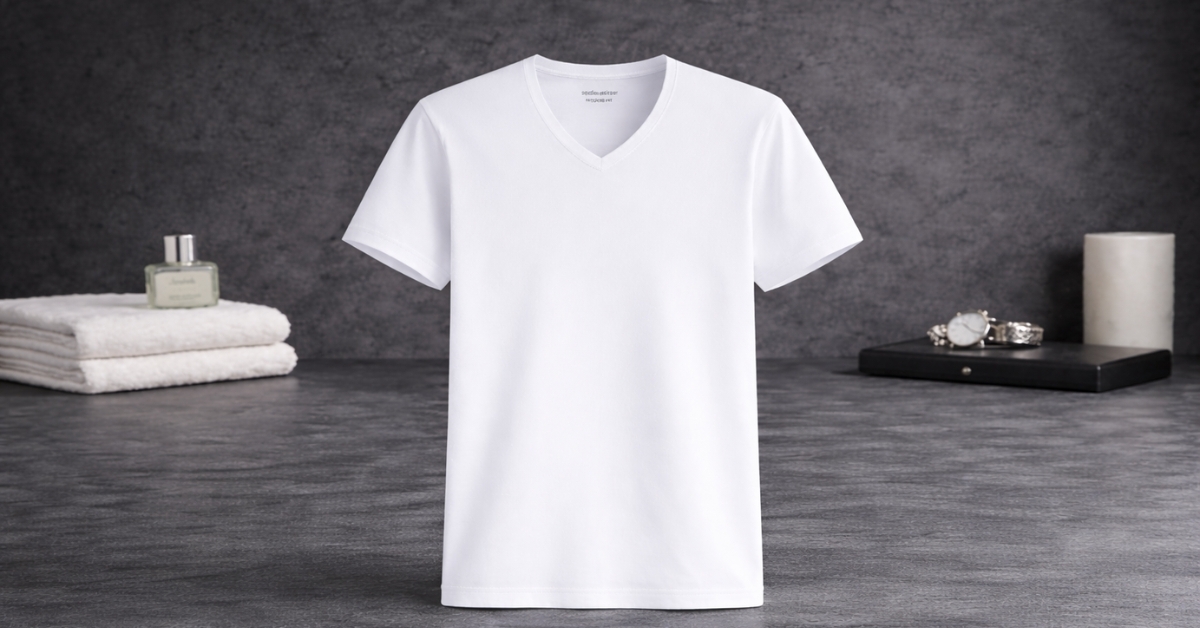 White Seidensticker V-Neck Unterzieh-T-Shirt for men, invisible undershirt for dress shirts