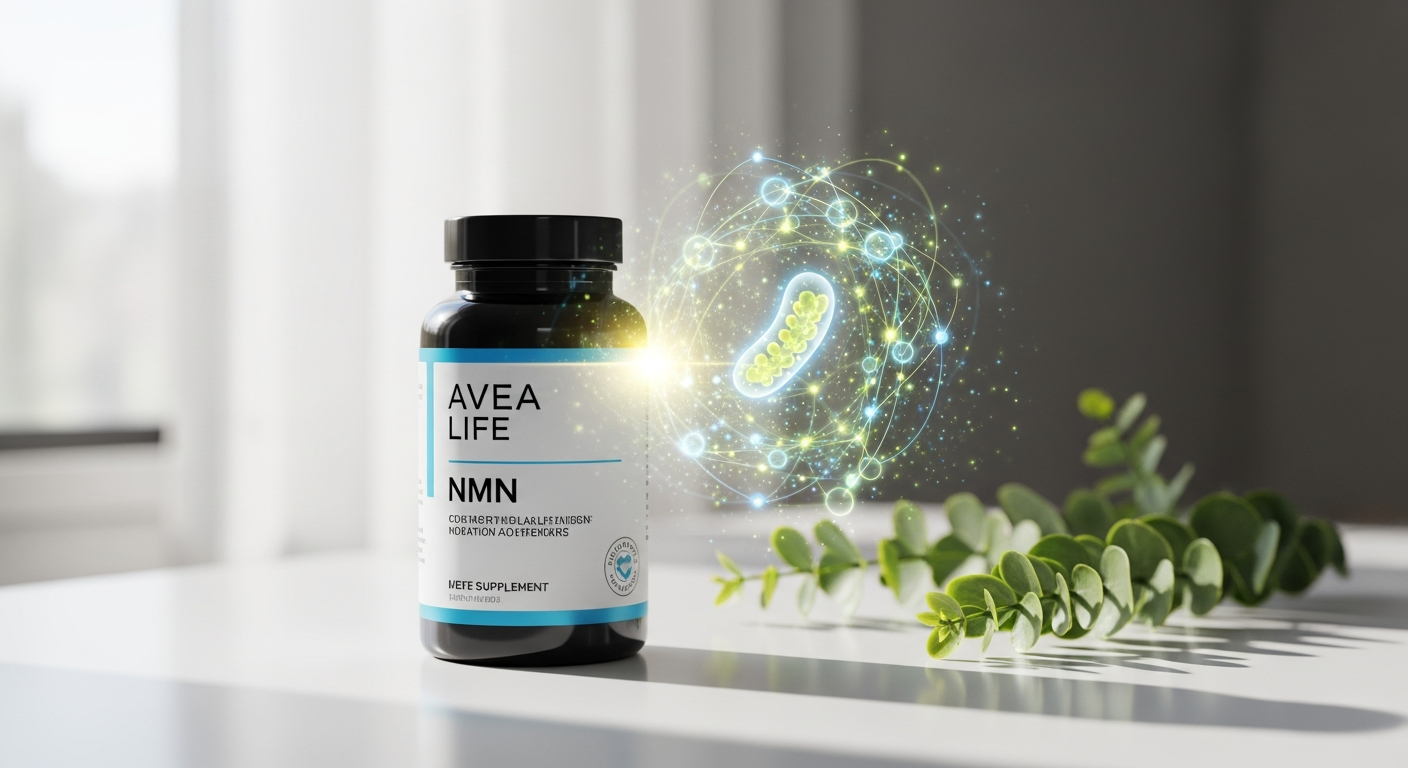 AVEA LIFE NMN supplement bottle with Longevir technology for NAD+ restoration and cellular energy