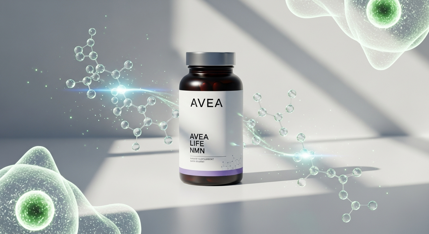AVEA LIFE NMN supplement bottle with Longevir technology displayed on white background