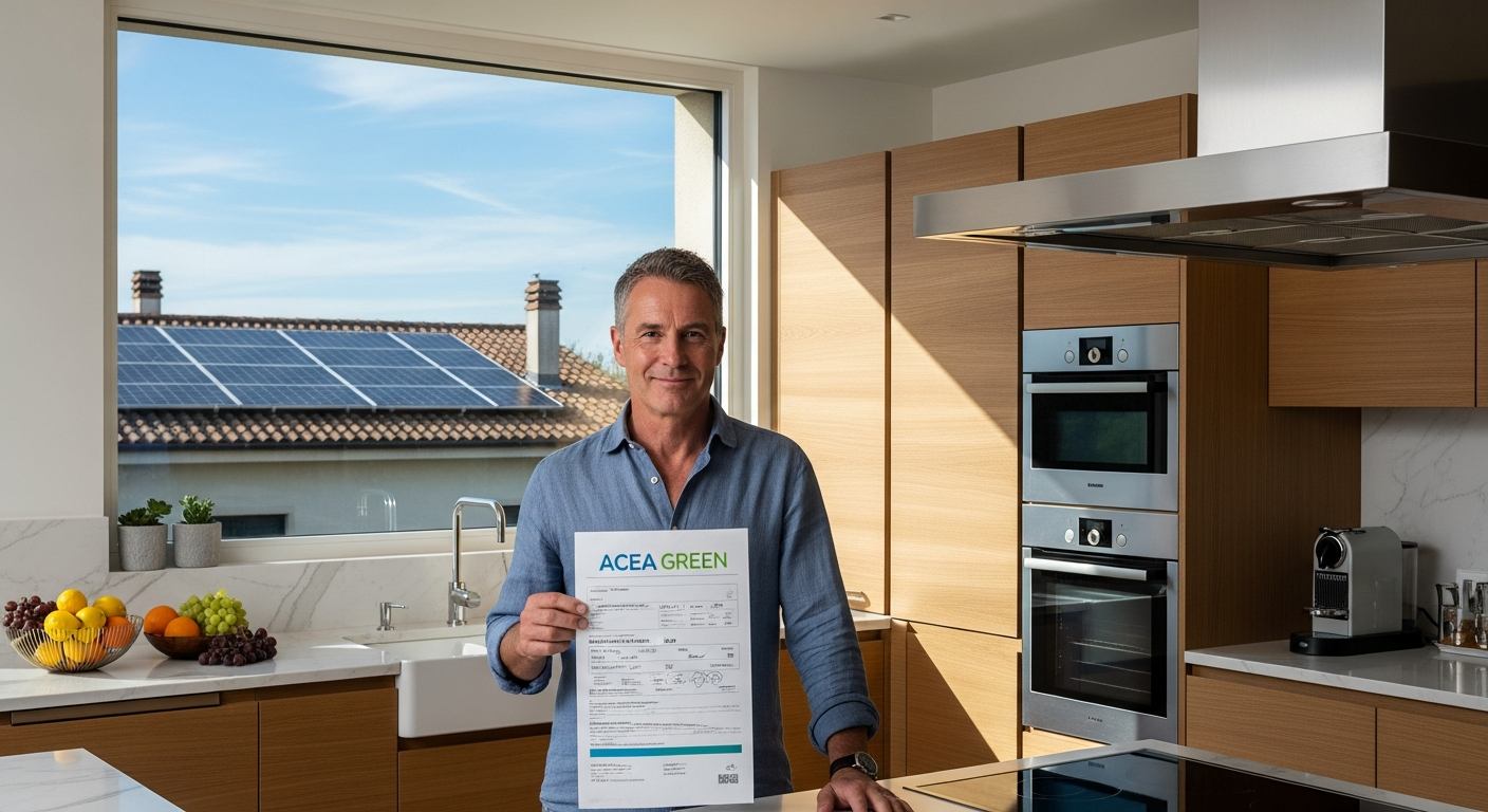 Acea Green Web Electricity Offer digital billing interface displayed on laptop and smartphone screens