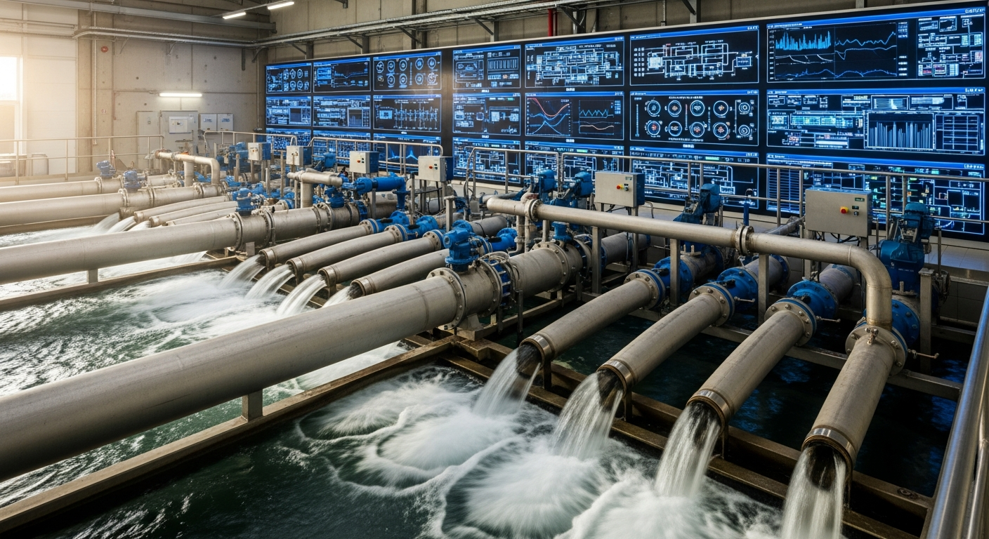 Acea Integrated Water Services control room monitoring water distribution network across Italy serving millions