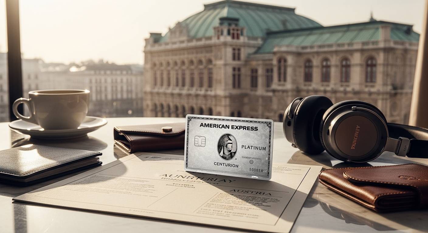 American Express Platinum Card Austria luxury credit card with metal finish and exclusive benefits