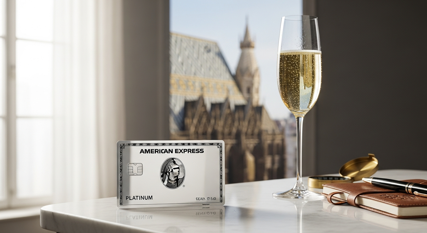 American Express Platinum Card Austria with Vienna skyline and luxury travel imagery background