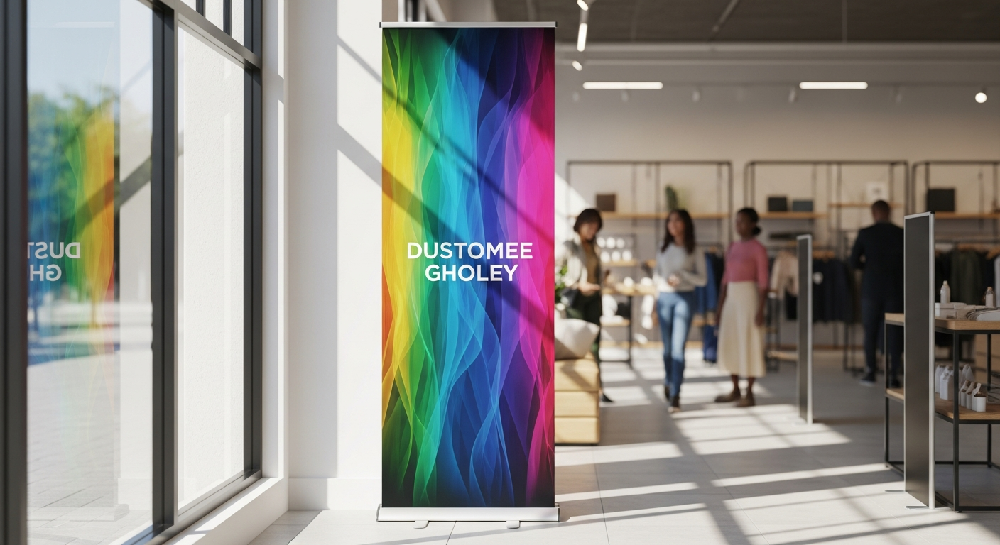 Custom vinyl banner displaying vibrant graphics and text for business advertising