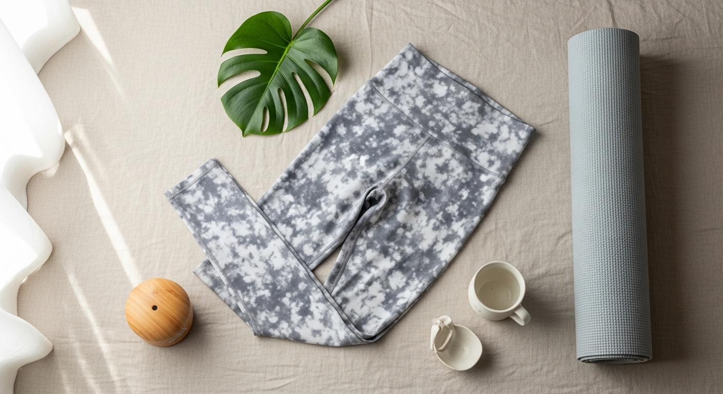 Beyond Yoga Spacedye Midi Leggings in neutral tone displayed on model showing high-waisted fit