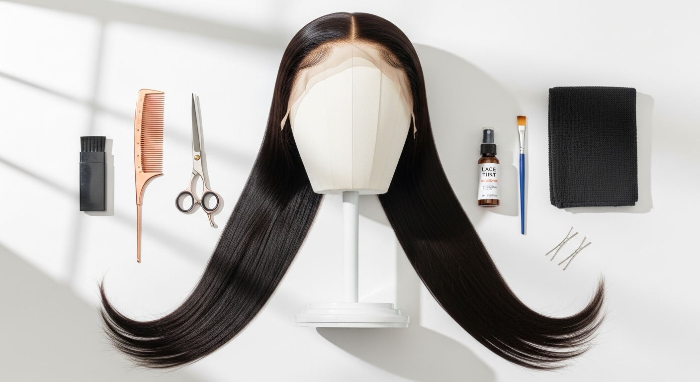 BGMgirl glueless HD lace wig with pre-plucked hairline displayed on mannequin head showing realistic scalp illusion