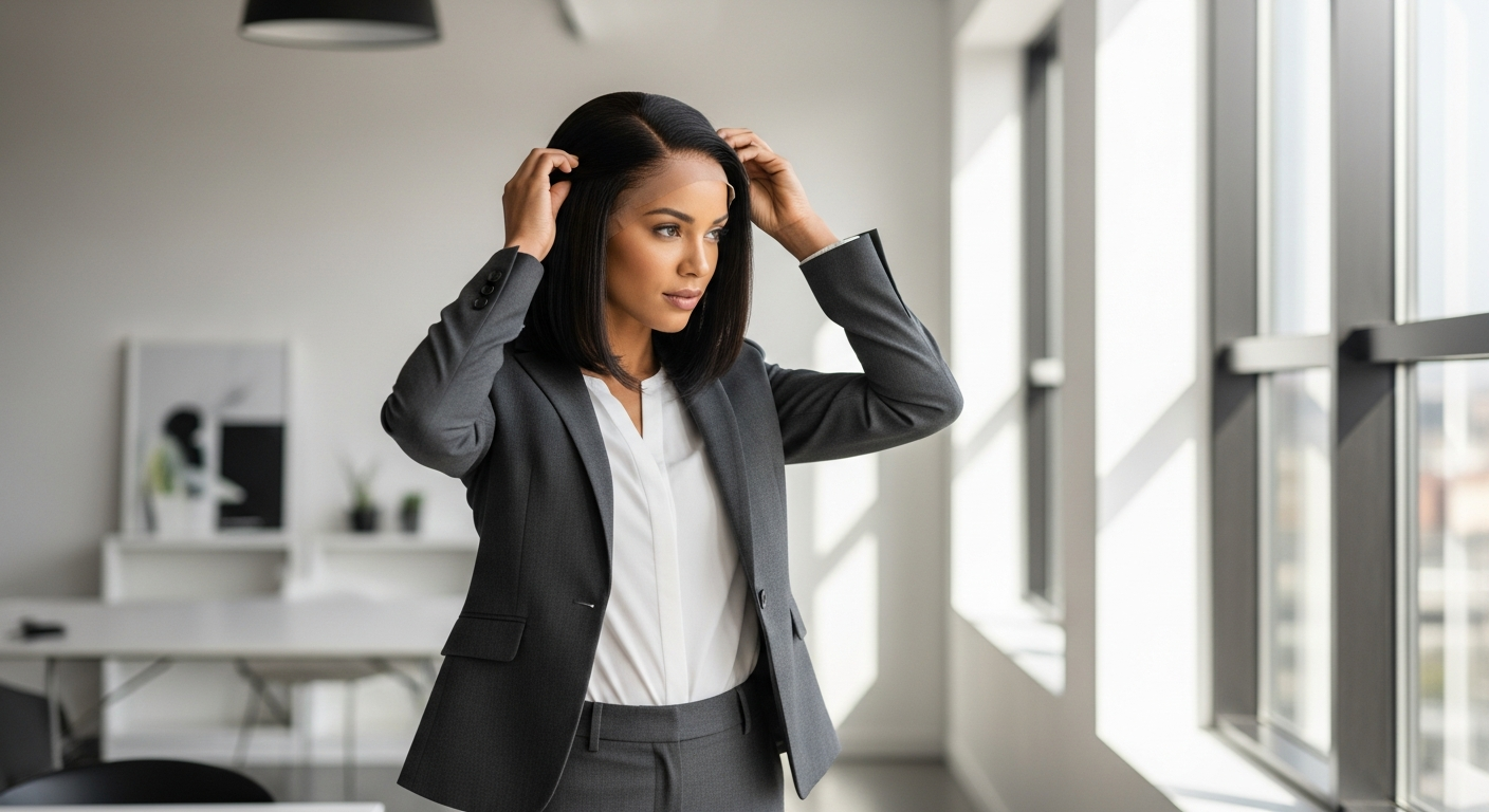 BGMgirl Wear Go Glueless HD Lace Wig displayed on mannequin head showing pre-plucked hairline and natural appearance
