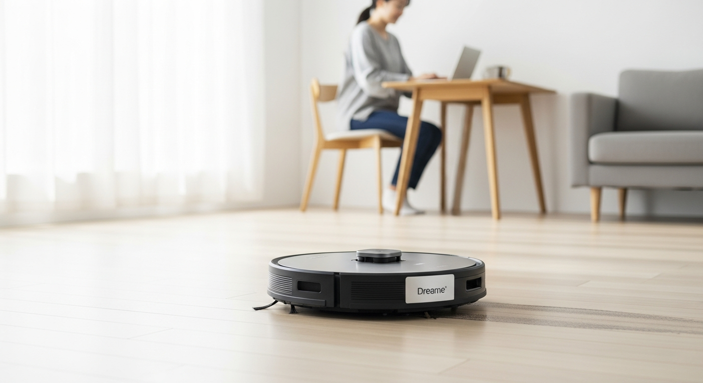Dreame L10s Pro Gen 2 robot vacuum mop cleaning hardwood floor in modern home