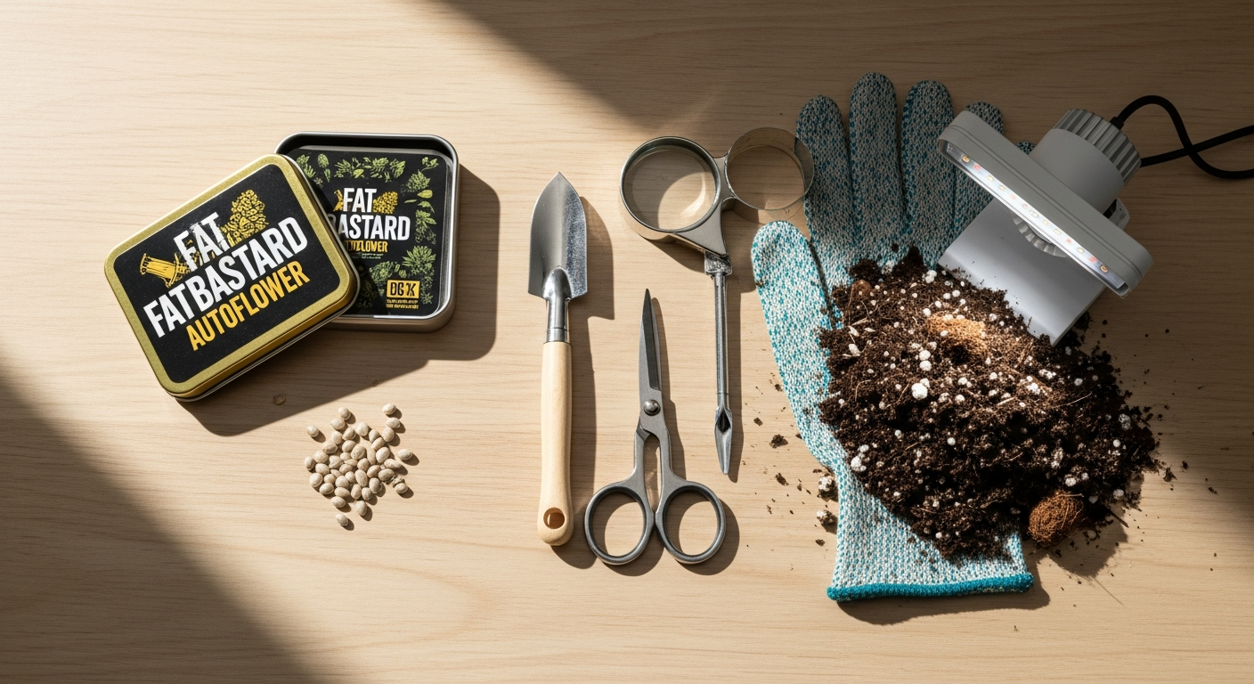 Fat Bastard Autoflower cannabis plant in full flowering stage with dense buds and vibrant green foliage