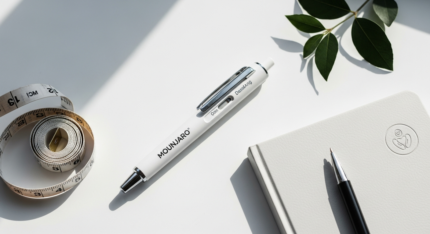 Mounjaro weight loss injection vial with syringe on medical background