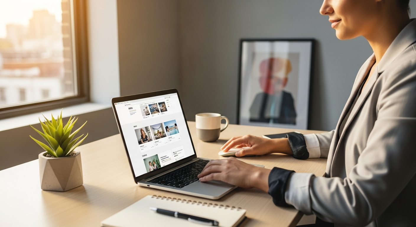 Professional AI-powered website builder interface showing affordable small business website creation in minutes