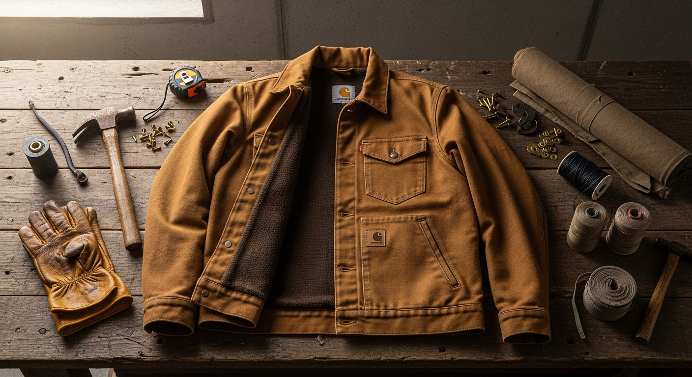 Carhartt Detroit Jacket displayed on model showing classic canvas construction and design