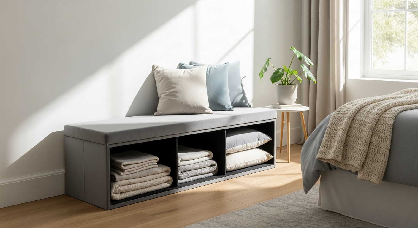 Transform Your Small Spaces: How the DeubaXXL Grey Velvet Storage Bench Maximizes Every Room