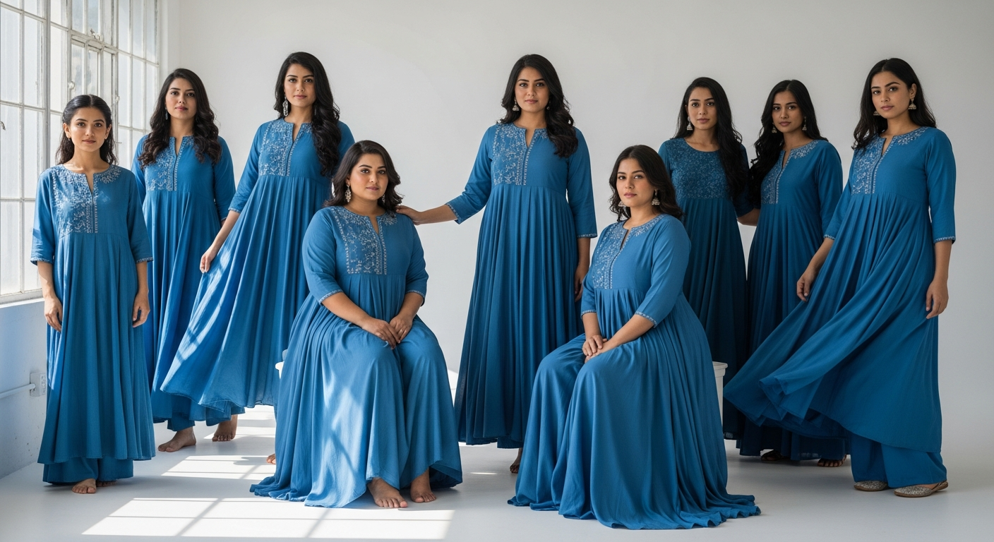 Blue Angrakha Anarkali Kurta for Every Body Type: Why the Aniyah Rayon Design Works for Everyone in 2026