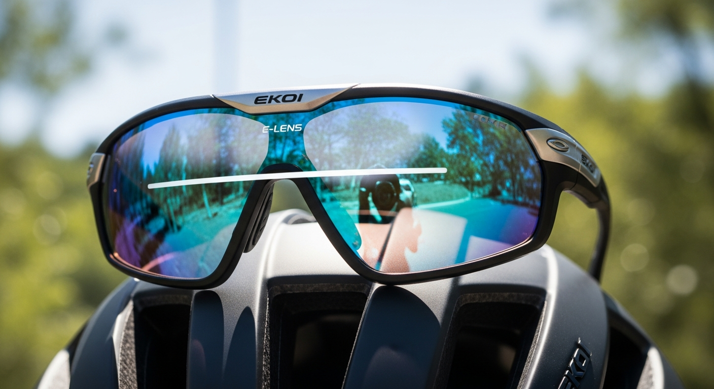 Ekoi E-LENS electronic cycling glasses with solar-powered technology and auto-darkening LCD lenses