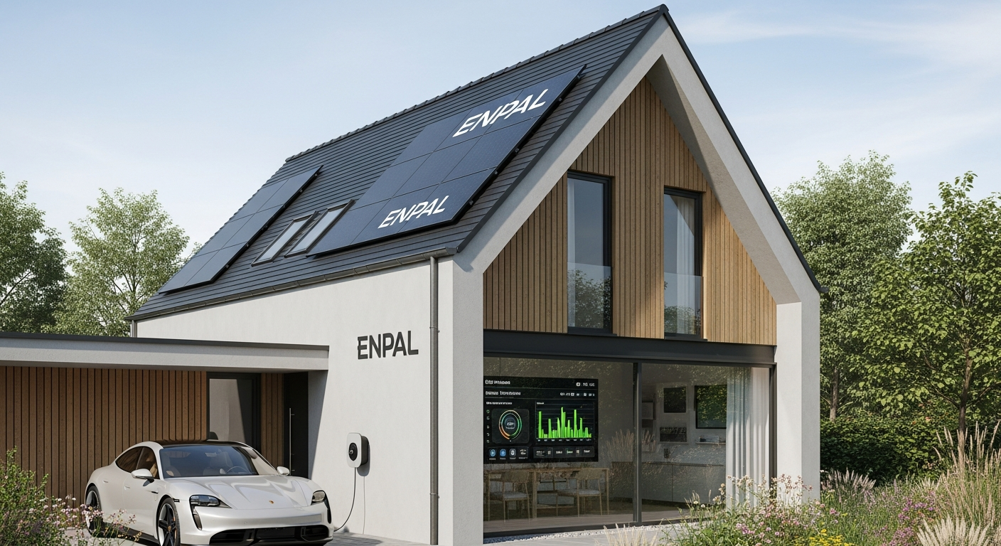 Enpal all-in-one solar energy solution with EV charging wallbox, battery storage, and heat pump system integrated together