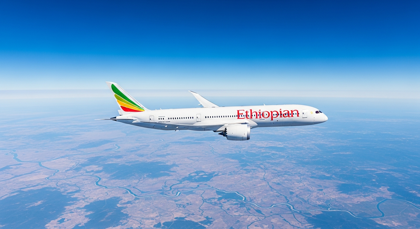 Ethiopian Airlines modern aircraft fleet at Addis Ababa Bole International Airport hub