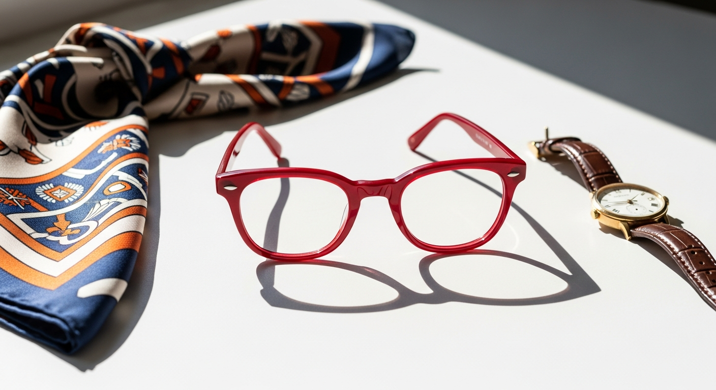 Red thick acetate retro eyeglasses with bold statement frame design for fashion lovers