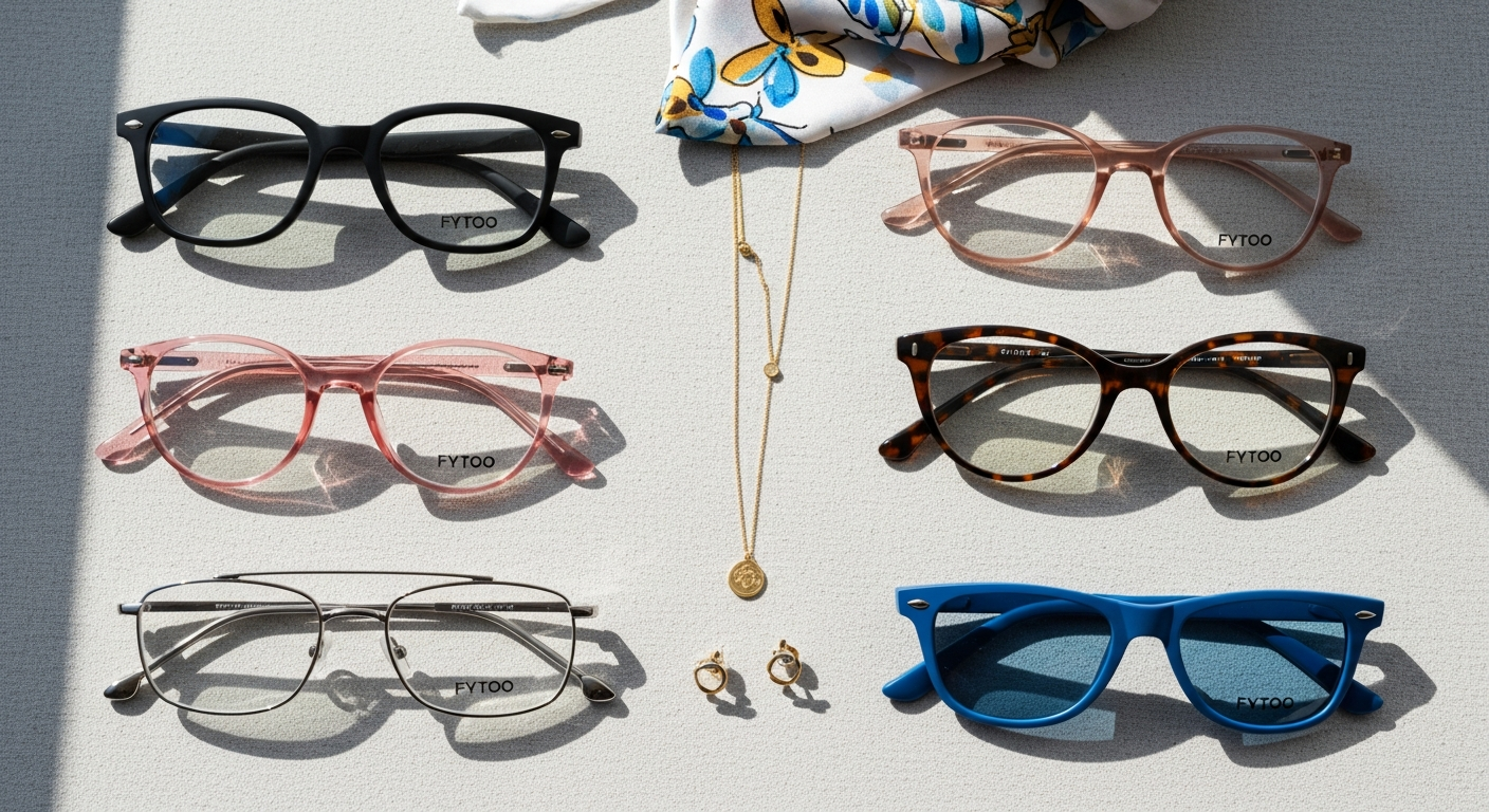 FYTOO affordable stylish prescription eyeglasses frames displayed in multiple colors and styles