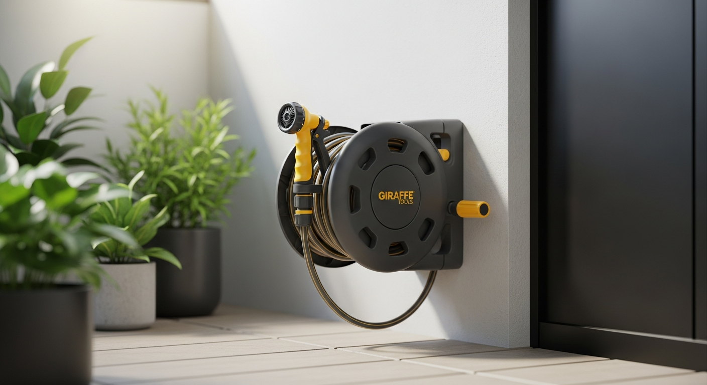 Giraffe Tools Retractable Garden Hose Reel for Small Spaces: Maximize Yard Organization Without the Clutter