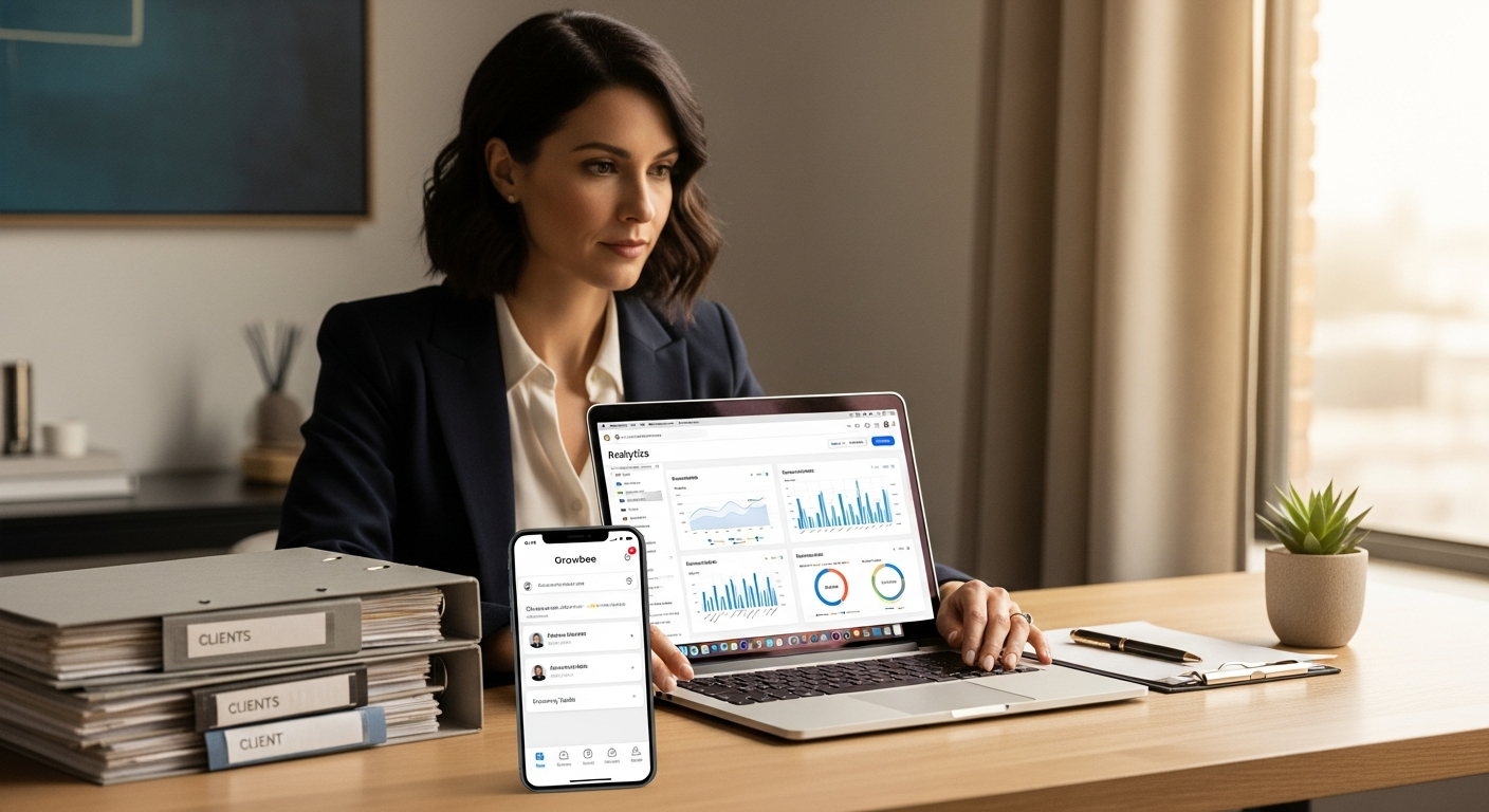 Growbee all-in-one CRM marketing automation platform dashboard interface for service businesses