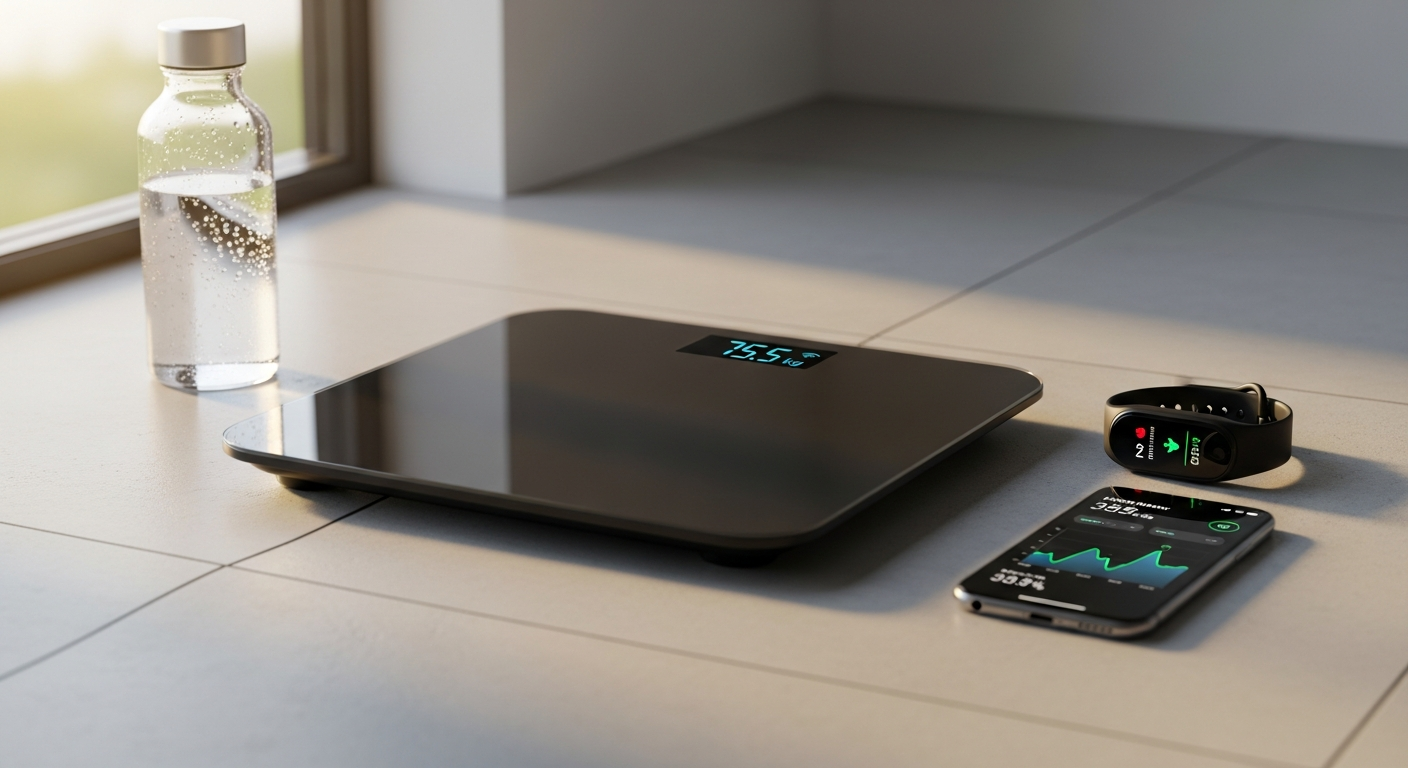 Hume Body Pod Smart Scale with retractable handle displaying clinical-grade body composition analysis technology