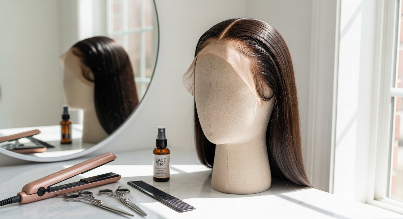 ISEE HAIR Wear and Go Glueless HD Lace Wig displayed on mannequin head showing natural hairline and lace construction