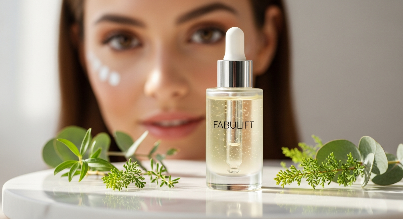 Fabulift Fabulous Eyes Lifting Serum bottle with precision applicator on white background