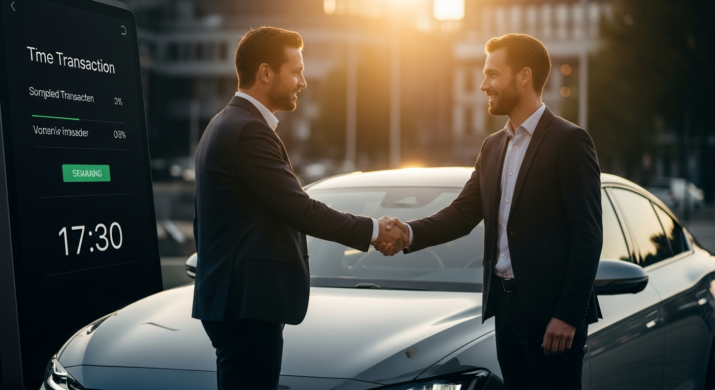 Online used car selling platform interface showing dealer bidding network and vehicle valuation process