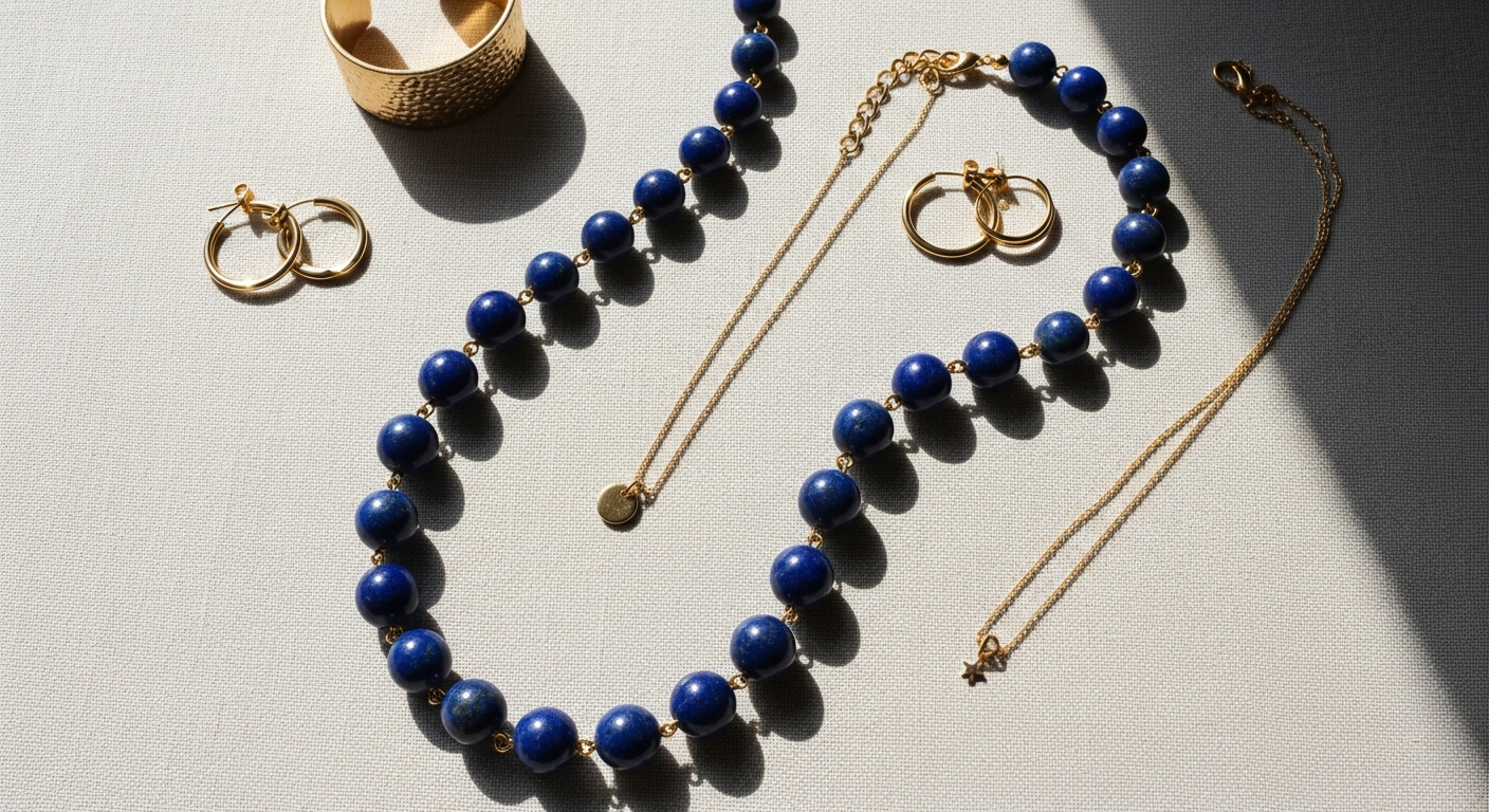 Layer Like a Pro: The Jane Win Chunky Lapis Bead Chain Necklace as Your Jewelry Foundation
