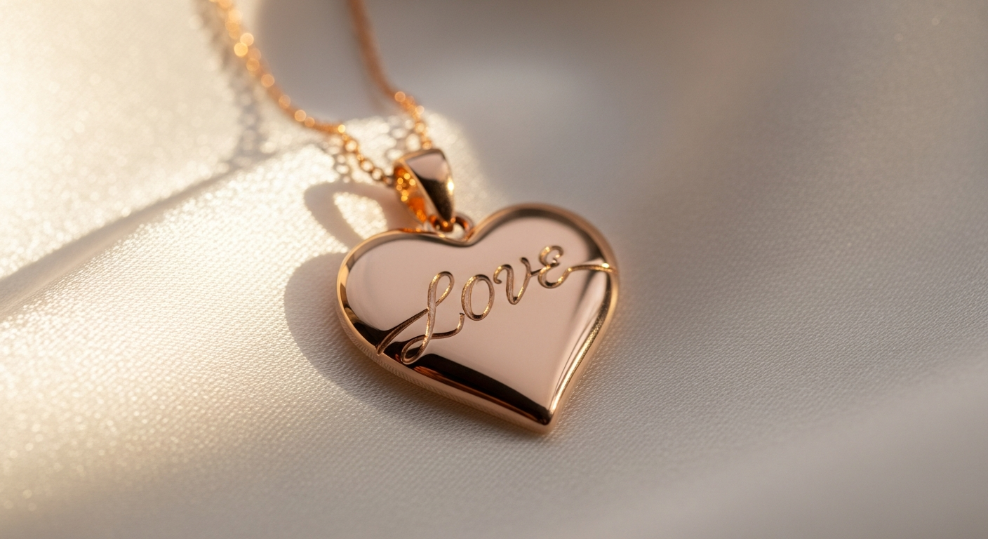 Jane Win LOVE Full-Heart Pendant Necklace with delicate heart fronds design in sterling silver and gold plating