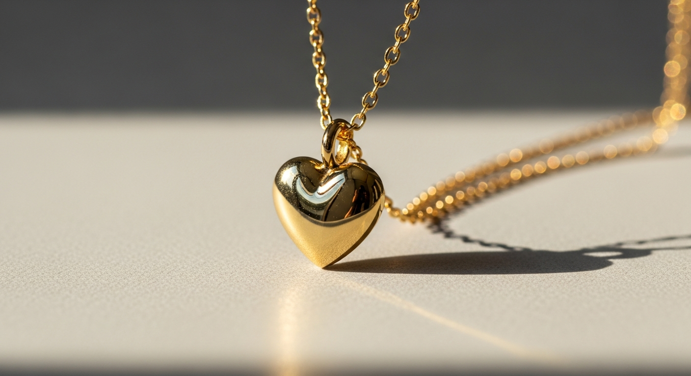 Jane Win LOVE Full-Heart Pendant Necklace in sterling silver and gold plating displayed on elegant chain