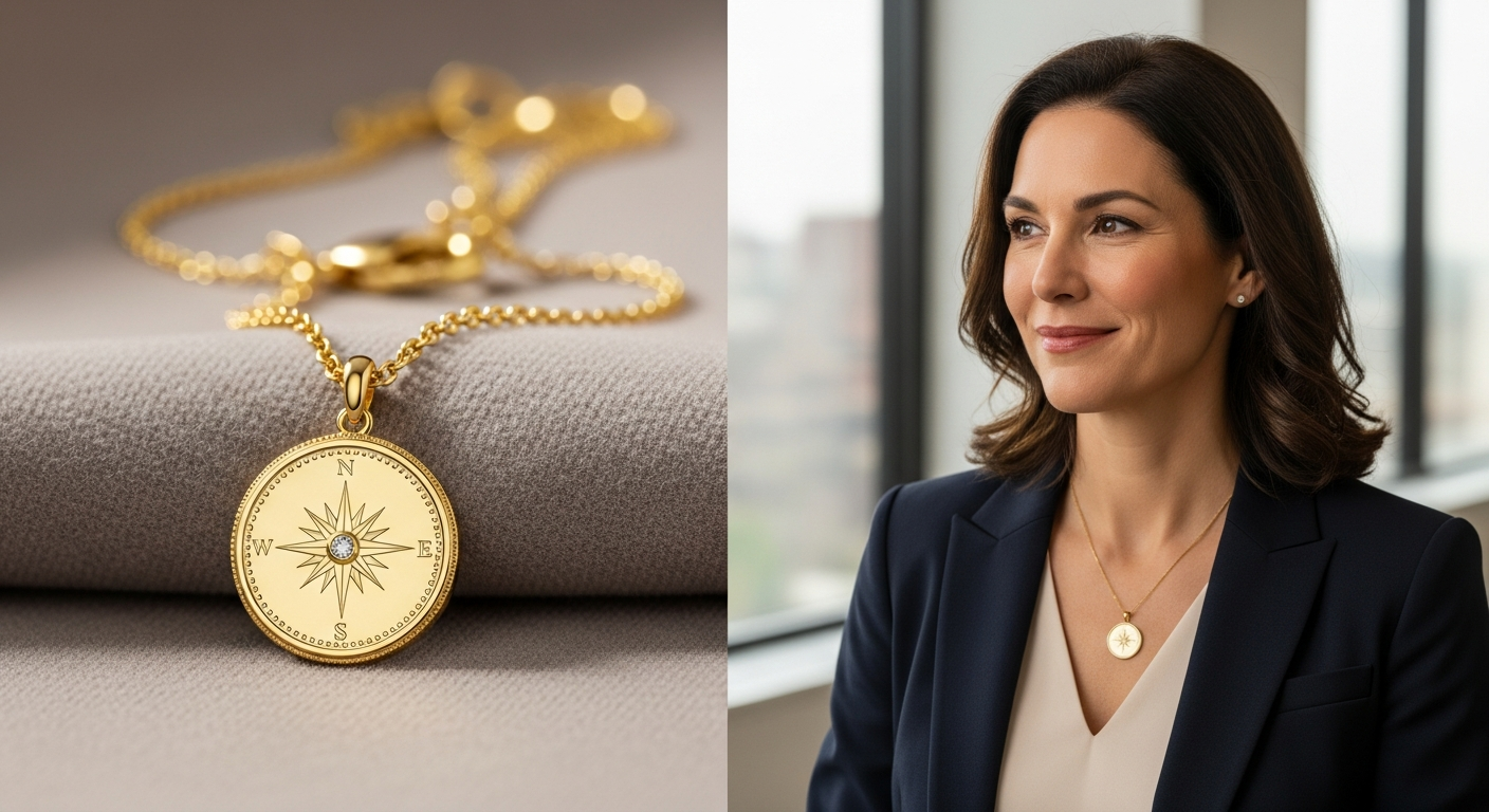 Jane Win Original Symbolic Coin Pendant Necklace in 14k gold-plated sterling silver with double-sided design