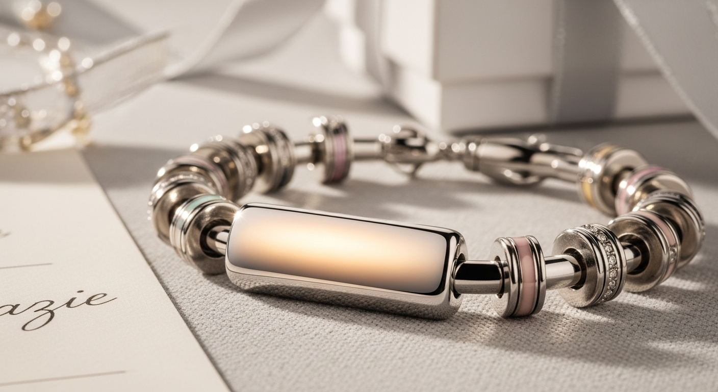 Nomination Classic Engravable Charm bracelet displaying personalized engraved links with Italian craftsmanship and modular design