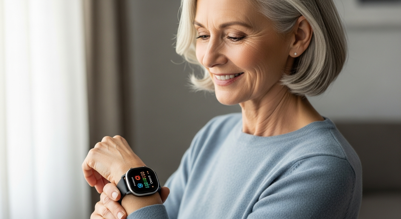 Kardena CARE Pro 5 health smartwatch displaying vital signs and emergency features for senior safety