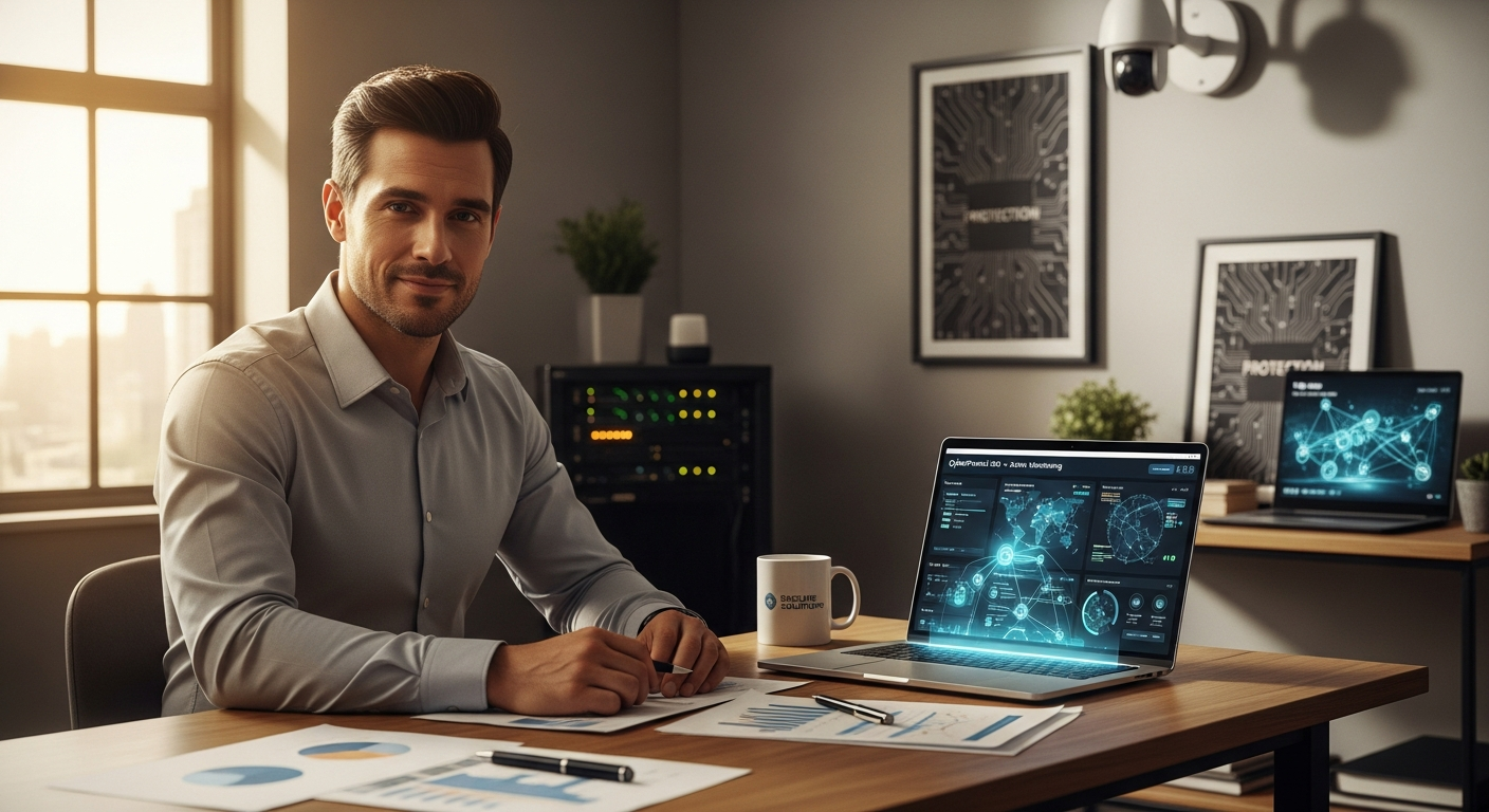 Kaspersky Small Office Security dashboard showing centralized threat protection and device management interface