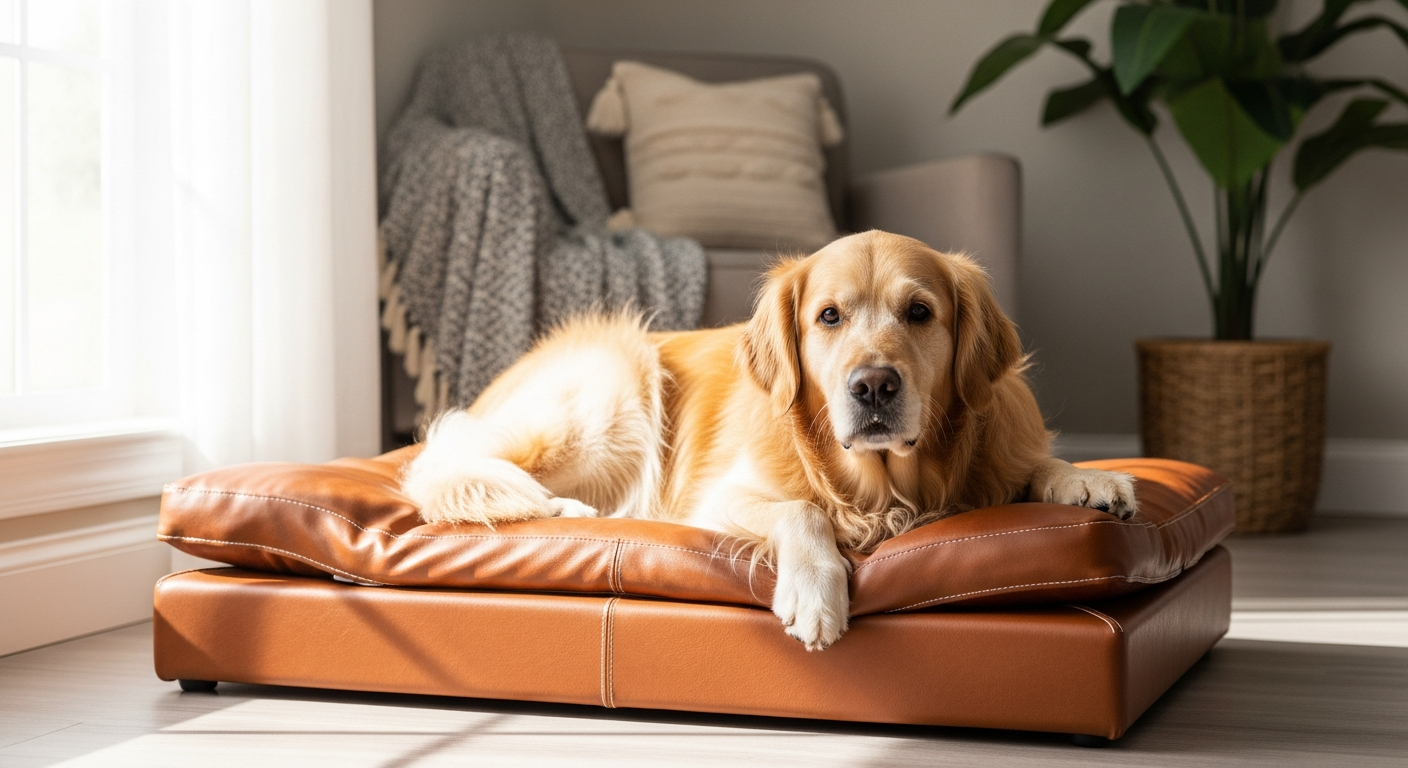 Knuffelwuff Orthopädisches Hundebett Madison Kunstleder: Premium-Hundebett für Senioren und Gelenkprobleme