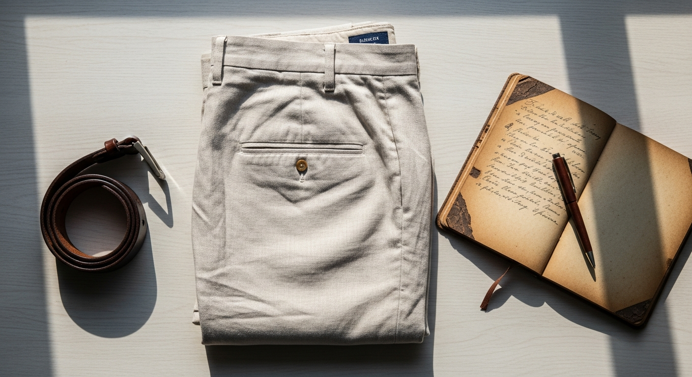 Lintico Kinsley Linen Trousers in neutral tone displayed on model showing relaxed straight-leg fit and natural fabric texture