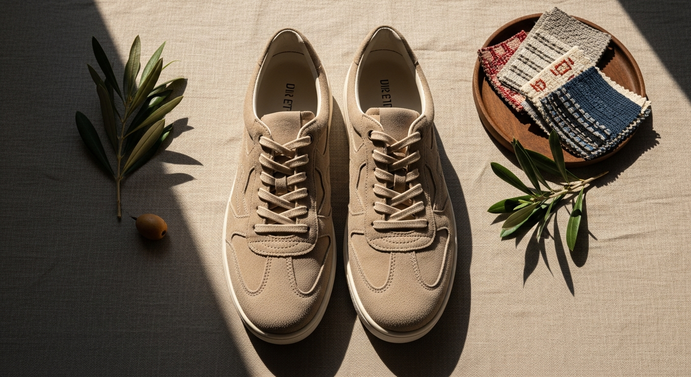 Springa Wavy Suede Beige Sneakers: Sustainable Italian Handmade Sneakers at 40% Off