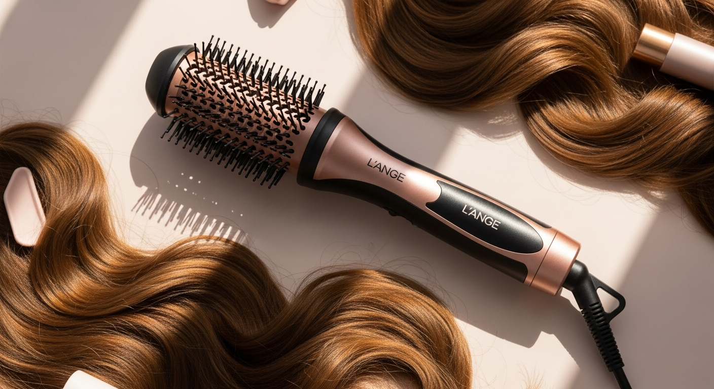 L'ange Le Volume 2-in-1 Volumizing Brush Dryer with titanium barrel and ionic technology for salon-quality blowouts