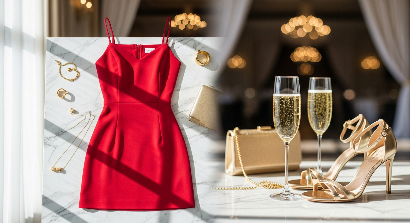 Lavish Alice Romy Red Mini Dress with square neckline and fluted sleeves on model