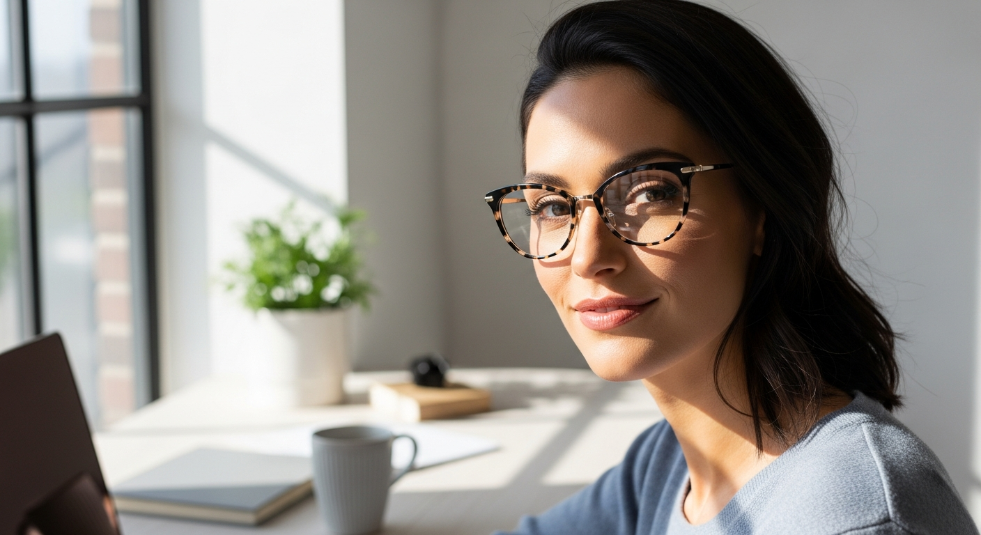 Behati cat-eye half-frame glasses with white diamond embellishments displayed on neutral background