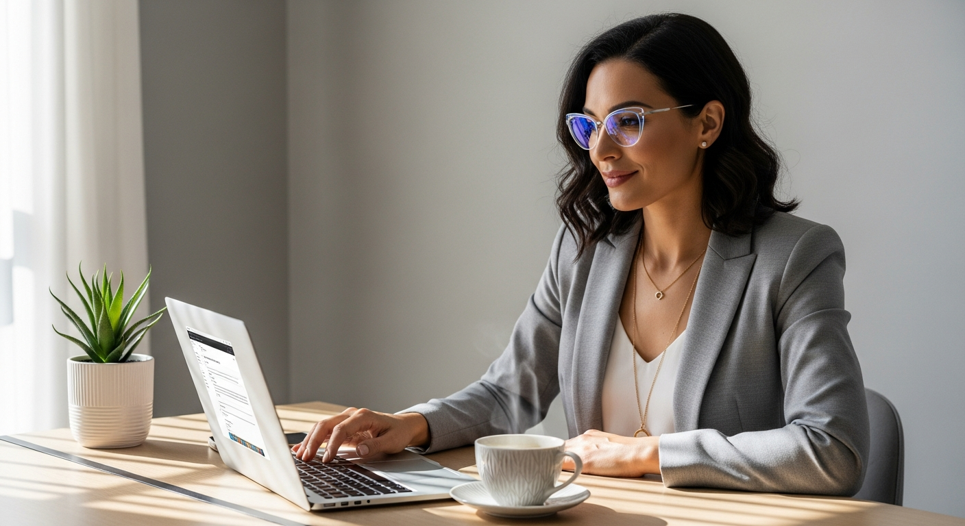 Lensmart Priscilla Cat-Eye Blue Light Glasses in stylish frame design for remote workers