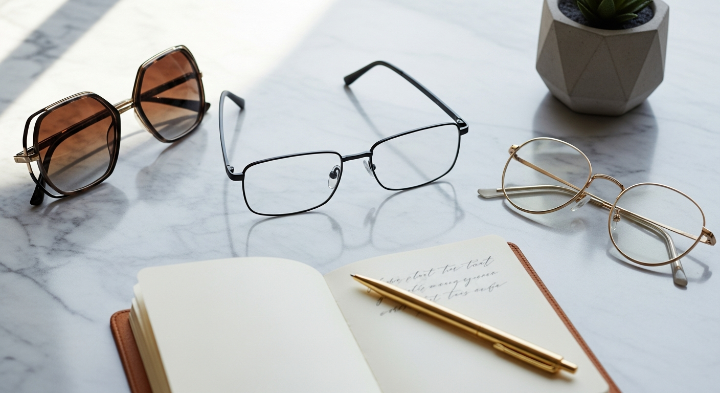 Madison rectangular chic prescription glasses for women displayed on a neutral background