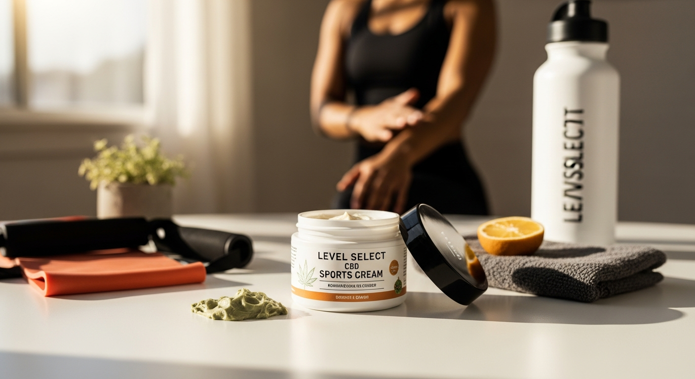 Level Select CBD Sports Cream max strength topical relief for active athletic recovery