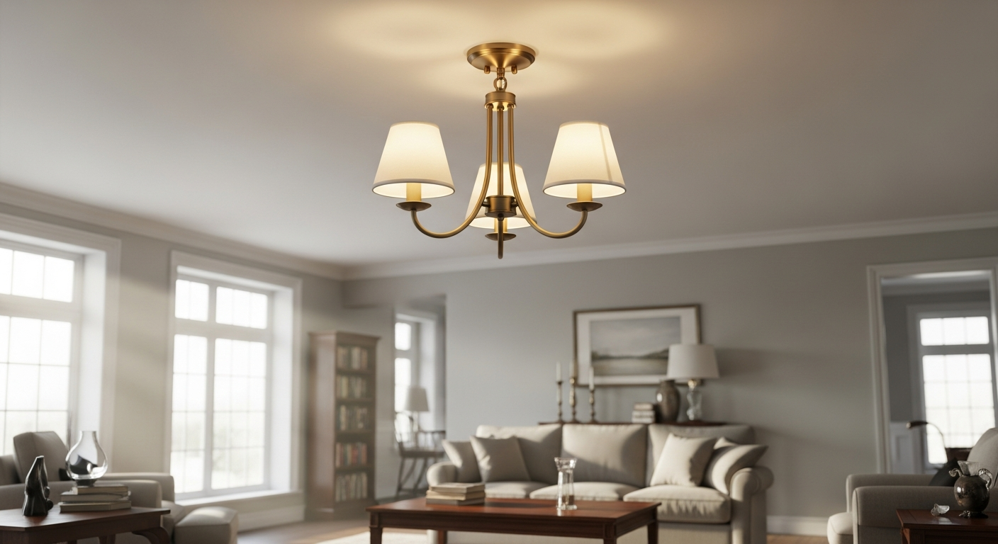 Laura Ashley Rhosill 3-Light Semi-Flush Ceiling Light: Antique Brass Elegance for Standard-Height Rooms