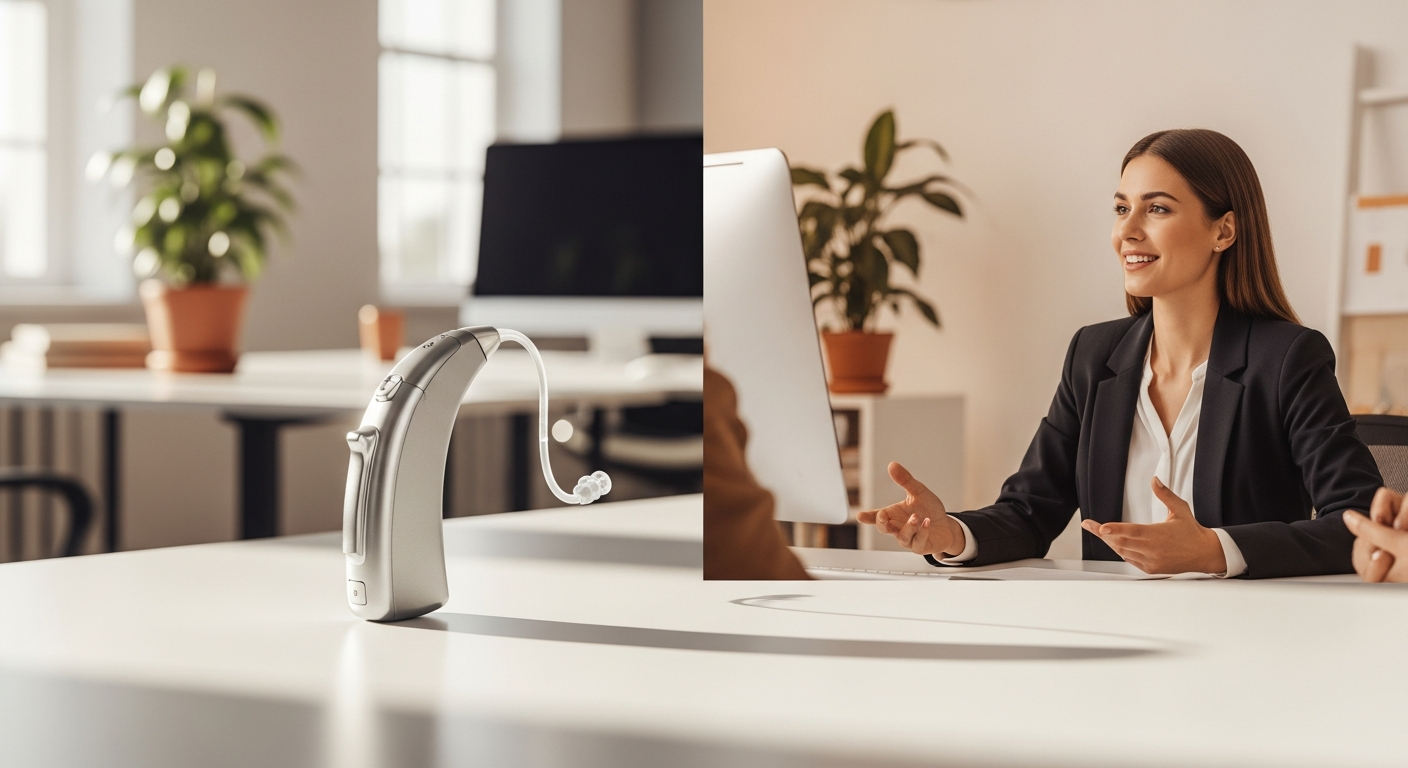 LINNER Saturn Invisible OTC Hearing Aids displayed in ear canal showing completely-in-canal design and discreet hearing technology