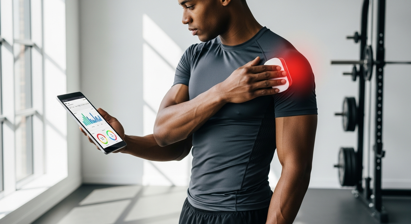 Elite athlete using red light therapy pad for muscle recovery and athletic performance enhancement